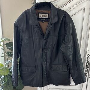 Vintage Wilsons M. Julian Jacket Black Leather Size XL Button Front